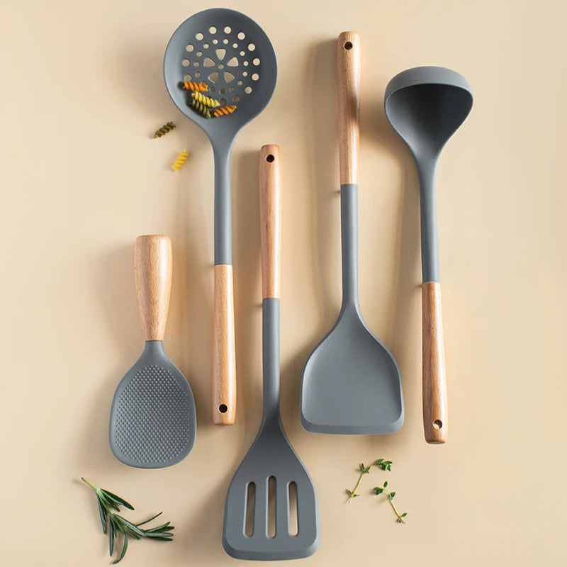 Verda Wooden & Silicone Cooking Utensil Set