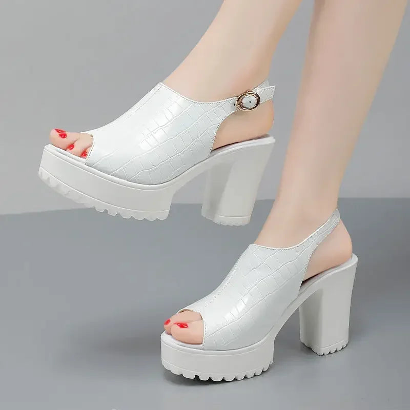 Crimson Platform Heels