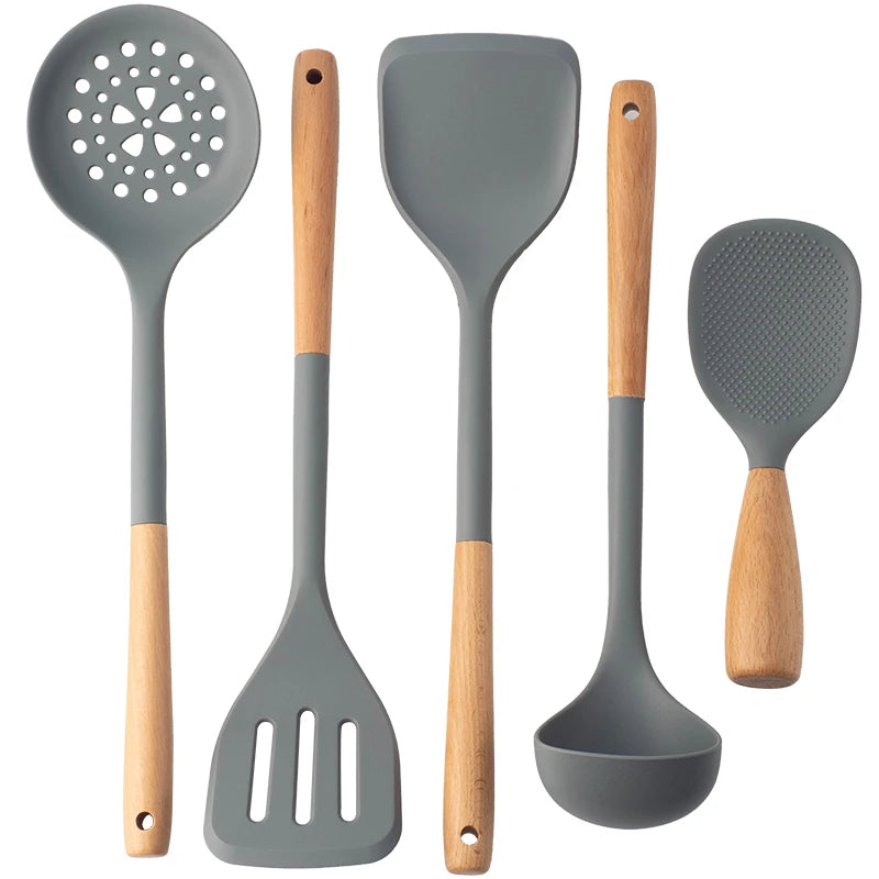 Verda Wooden & Silicone Cooking Utensil Set