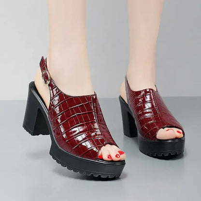Crimson Platform Heels