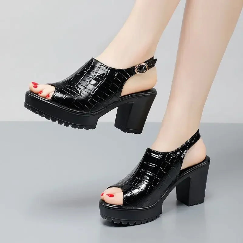 Crimson Platform Heels