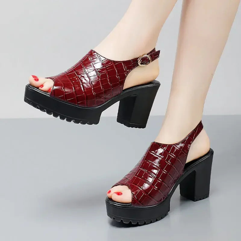 Crimson Platform Heels