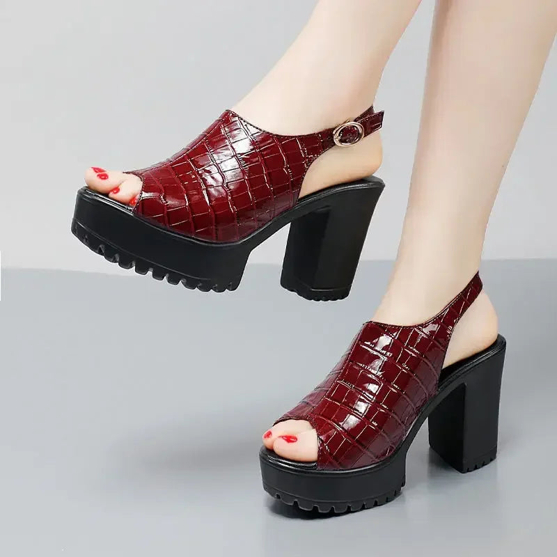 Crimson Platform Heels