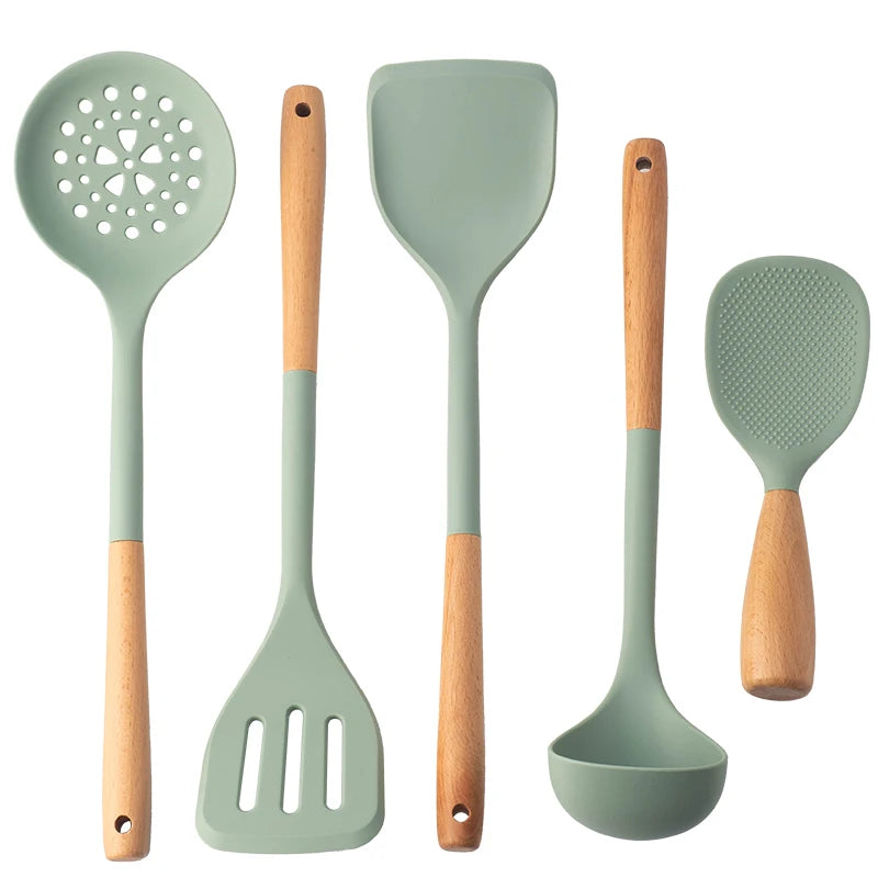 Verda Wooden & Silicone Cooking Utensil Set