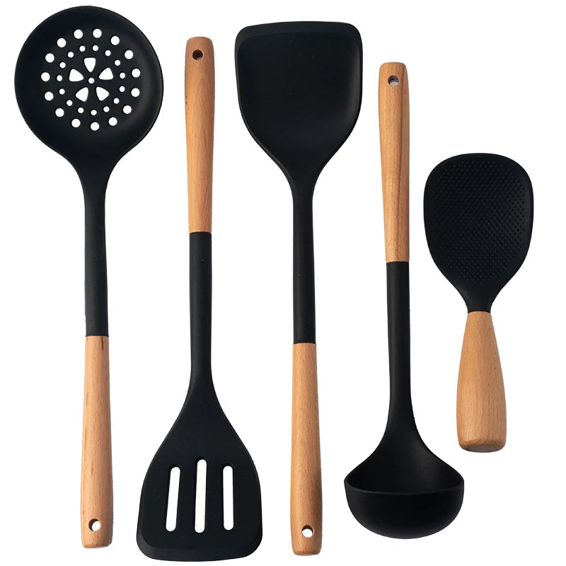 Verda Wooden & Silicone Cooking Utensil Set